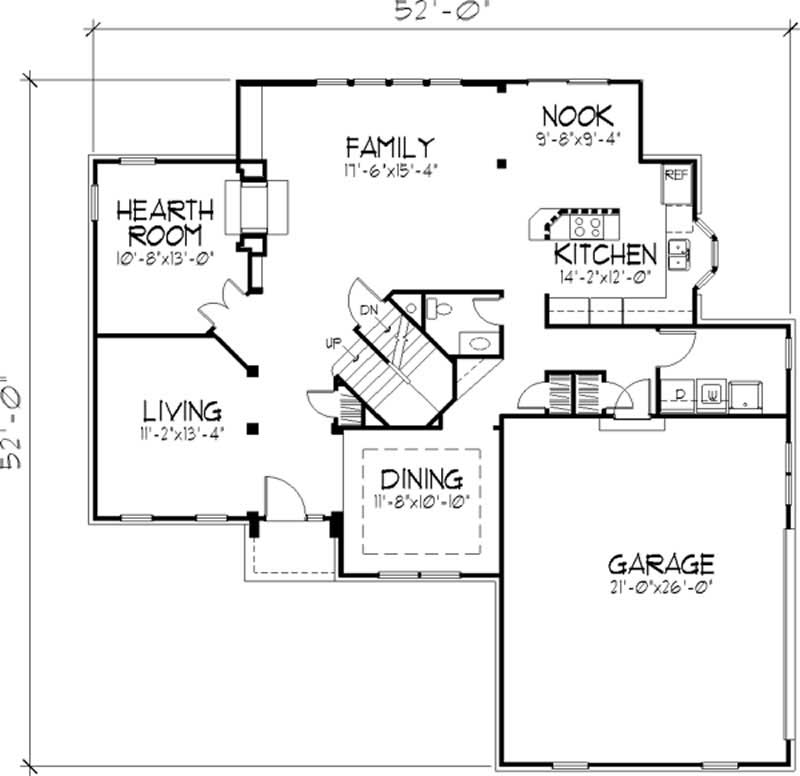 Floor Plan First Story of Colonial Plan #146-1921