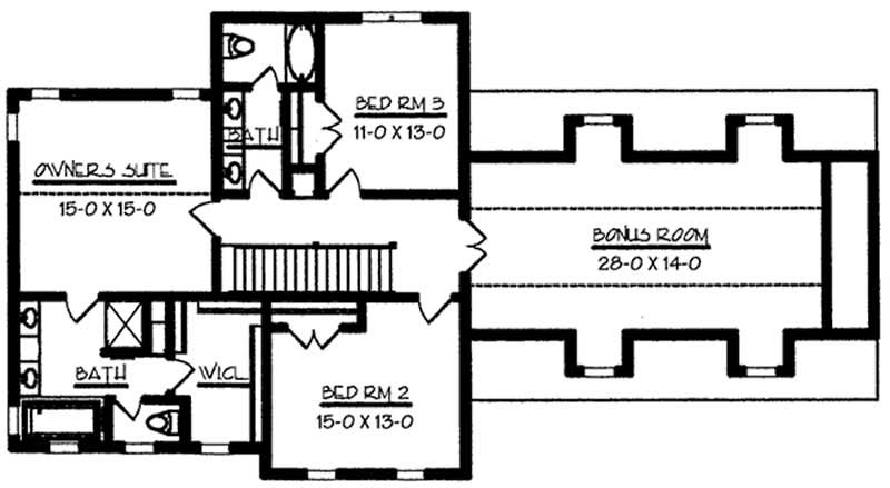 Floor Plan Second Story of Country Plan #146-1928