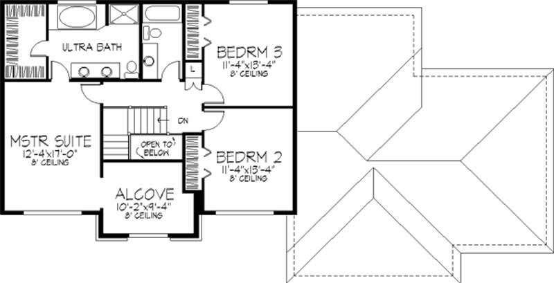 Floor Plan Second Story of European Plan #146-1930
