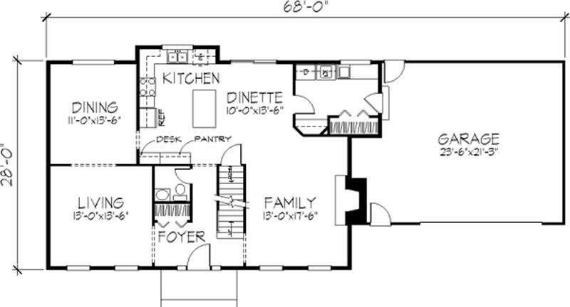 Floor Plan First Story of Colonial Plan #146-1931
