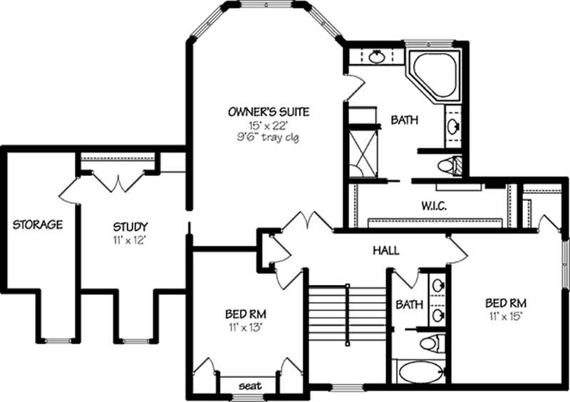 Floor Plan Second Story of Country Plan #146-1932