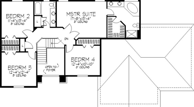 Floor Plan Second Story of European Plan #146-1933