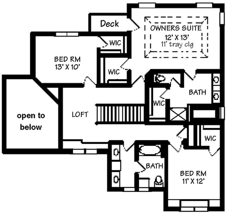 Floor Plan Second Story of Country Plan #146-1936
