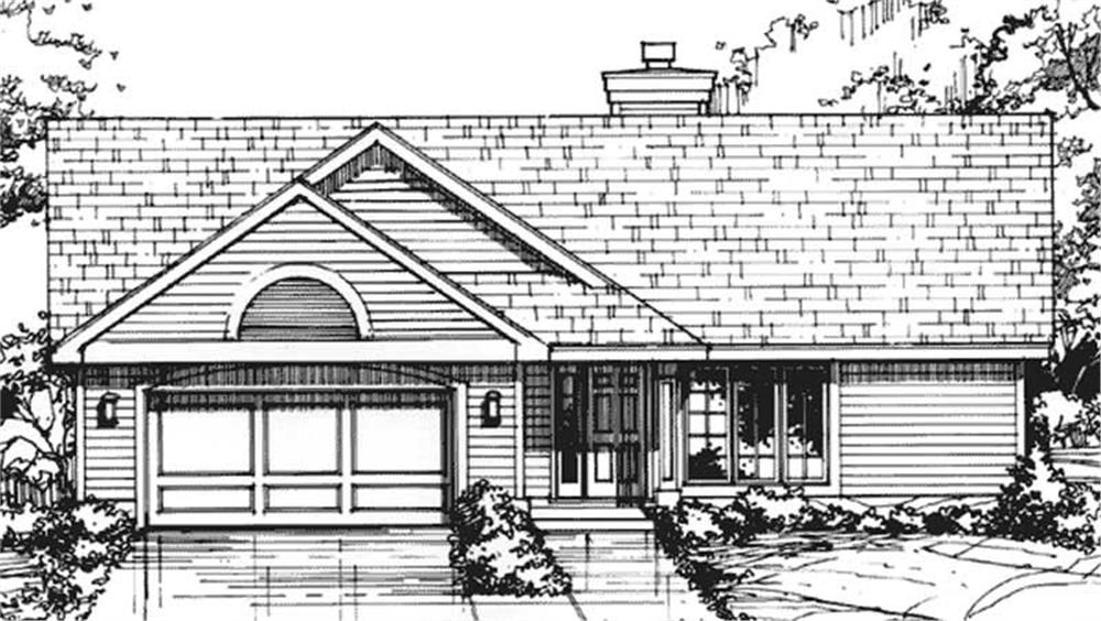 Front view of Country home (ThePlanCollection: House Plan #146-1942)