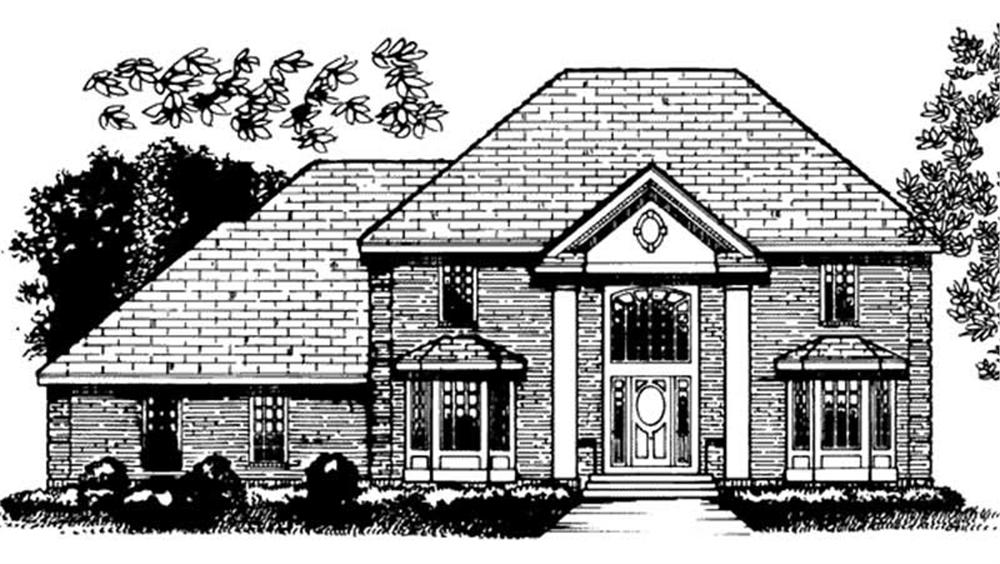 Front view of Colonial home (ThePlanCollection: House Plan #146-1944)