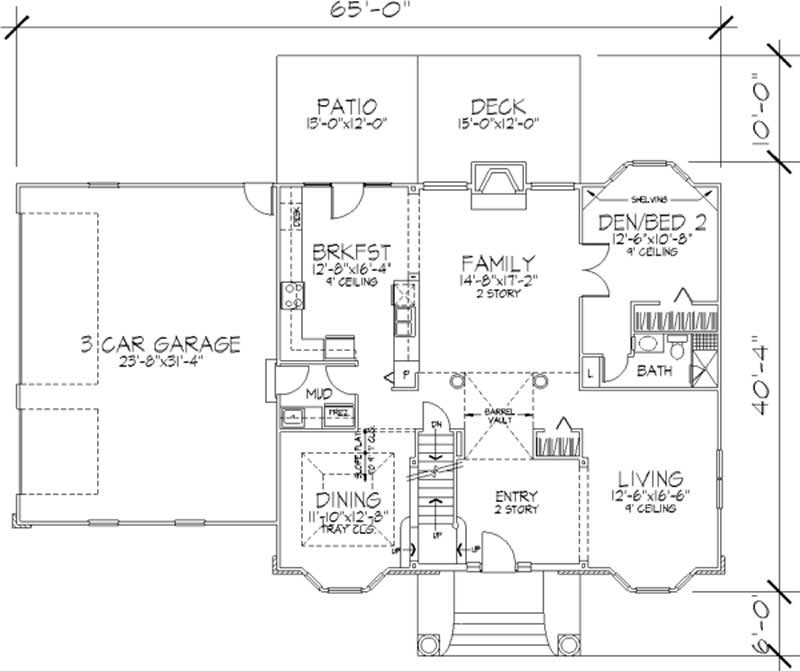 Floor Plan First Story of Colonial Plan #146-1944