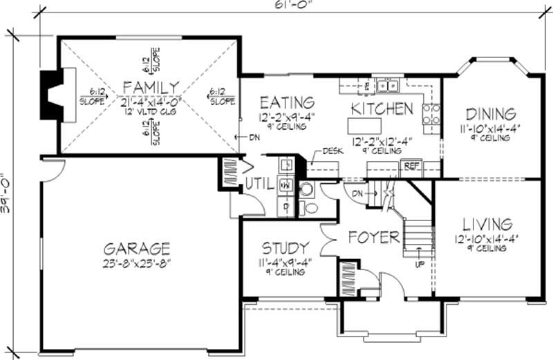 Floor Plan First Story of Colonial Plan #146-1953
