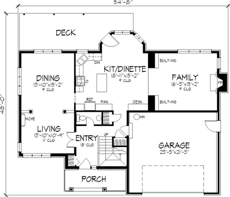 Floor Plan First Story of Country Plan #146-1955