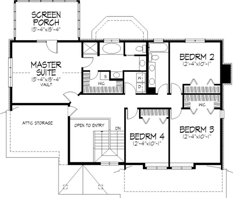 Floor Plan Second Story of Country Plan #146-1955