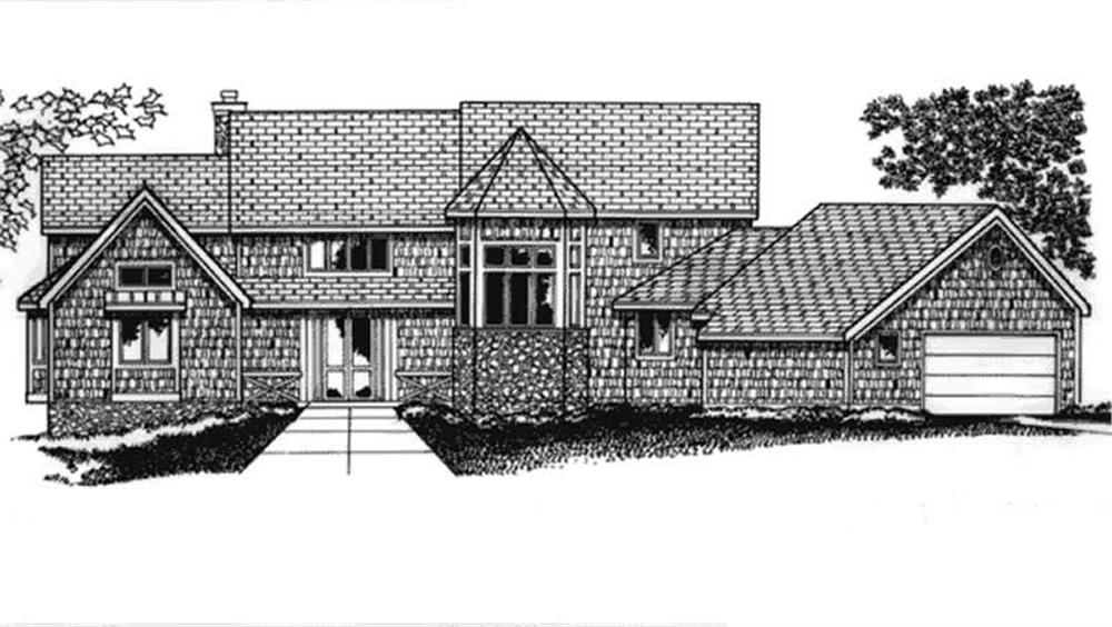 Front view of Country home (ThePlanCollection: House Plan #146-1957)