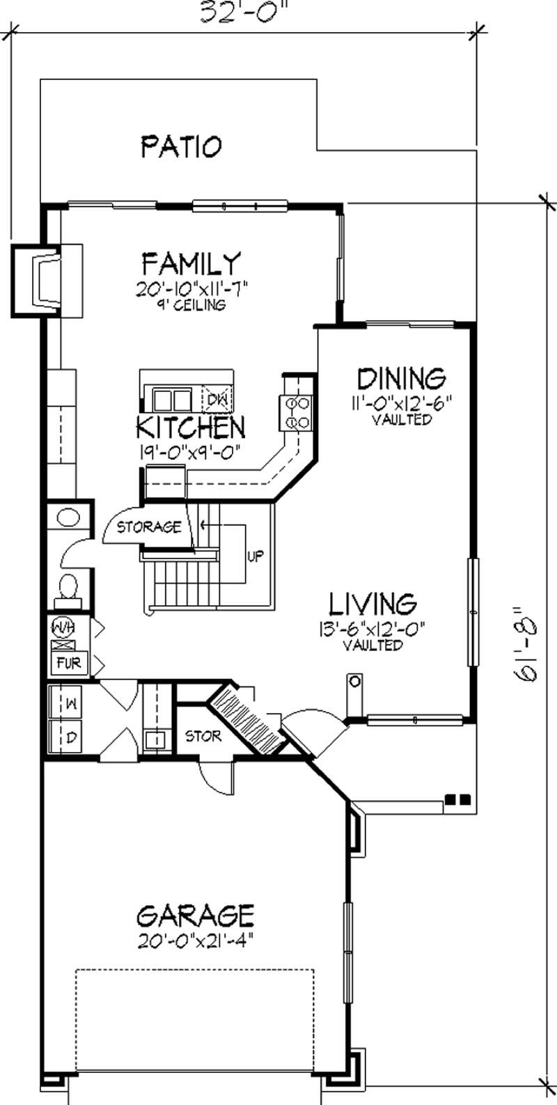Floor Plan First Story of Country Plan #146-1958