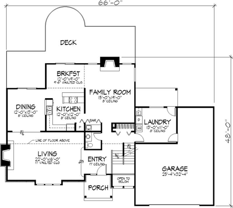 Floor Plan First Story of Colonial Plan #146-1961