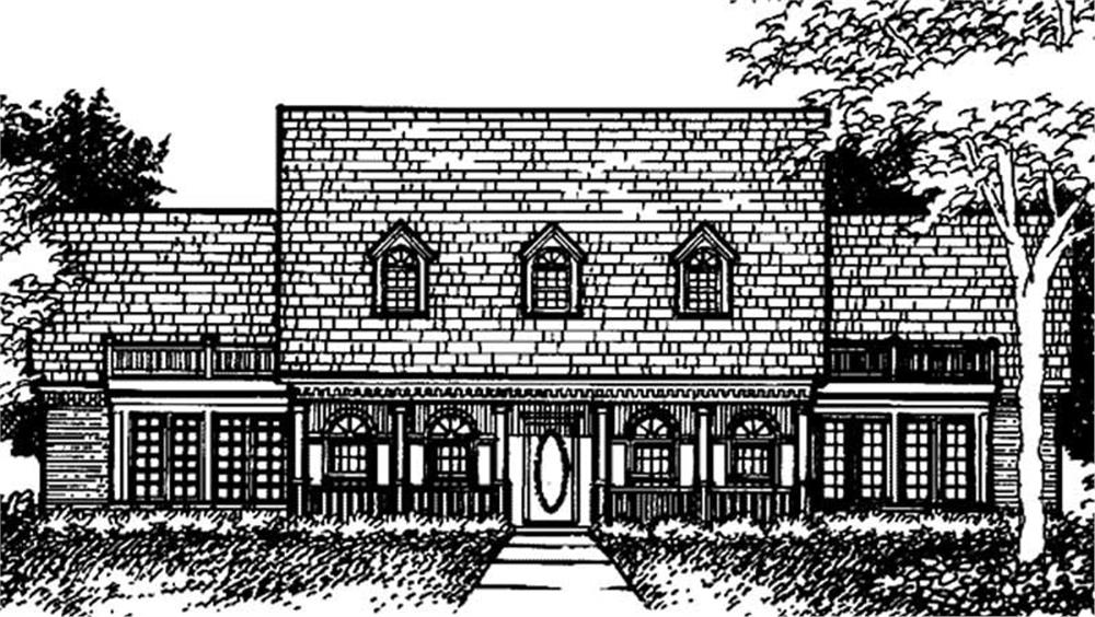 Front view of Colonial home (ThePlanCollection: House Plan #146-1963)