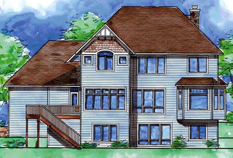 Home Plan Rear Elevation of this 4-Bedroom,3065 Sq Ft Plan -146-1967