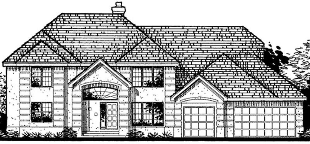 Front view of European home (ThePlanCollection: House Plan #146-1970)