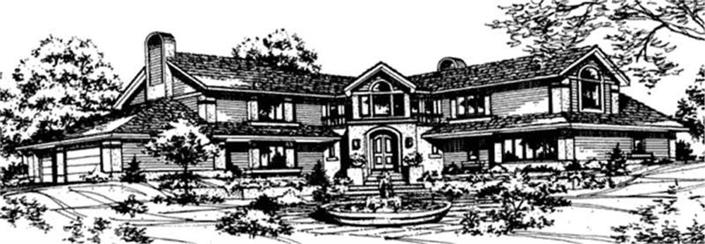 Front view of Luxury home (ThePlanCollection: House Plan #146-1976)