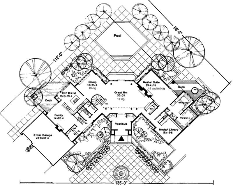 Floor Plan First Story of Luxury Plan #146-1976