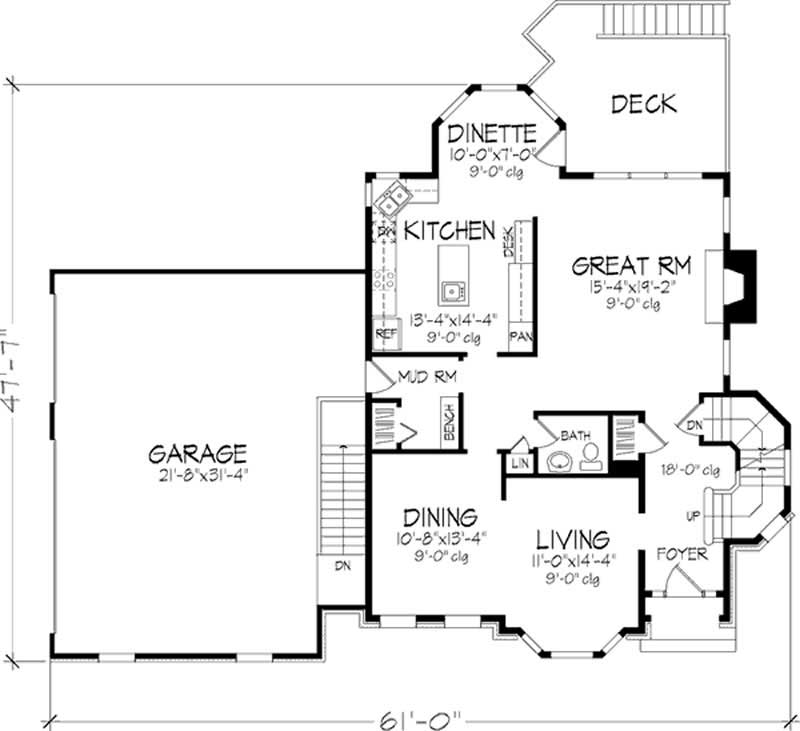 Floor Plan First Story of European Plan #146-1978