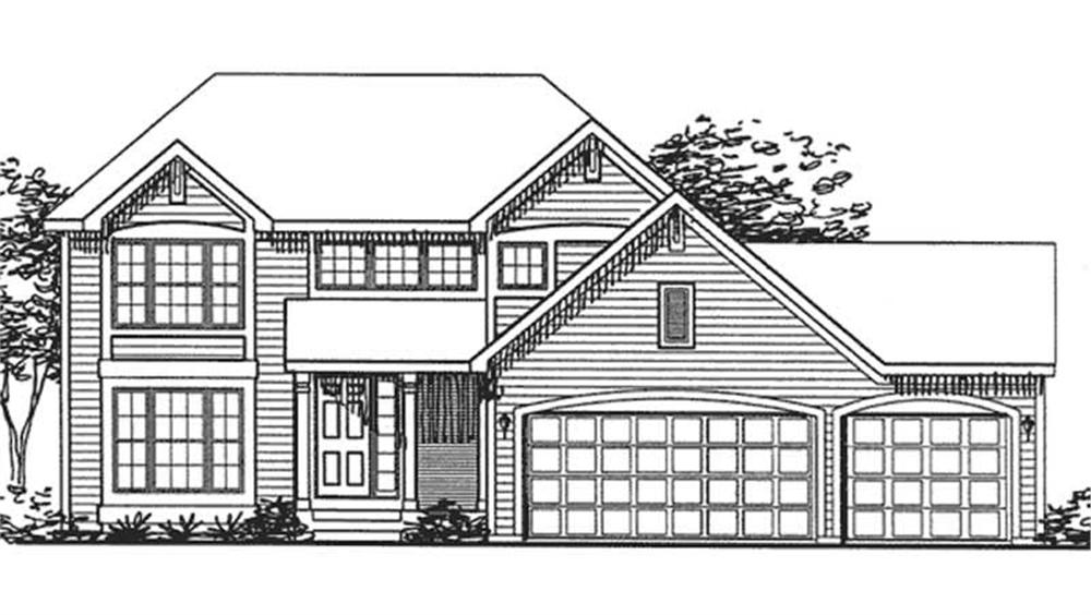 Front view of Country home (ThePlanCollection: House Plan #146-1979)
