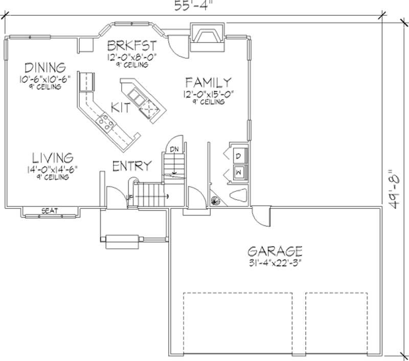 Floor Plan First Story of Country Plan #146-1979