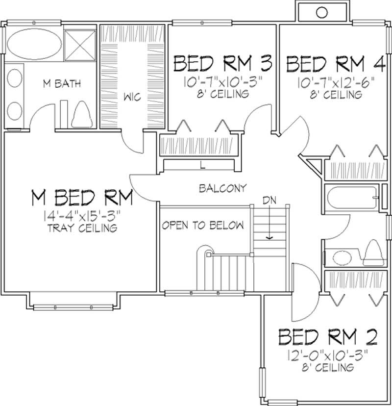 Floor Plan Second Story of Country Plan #146-1979