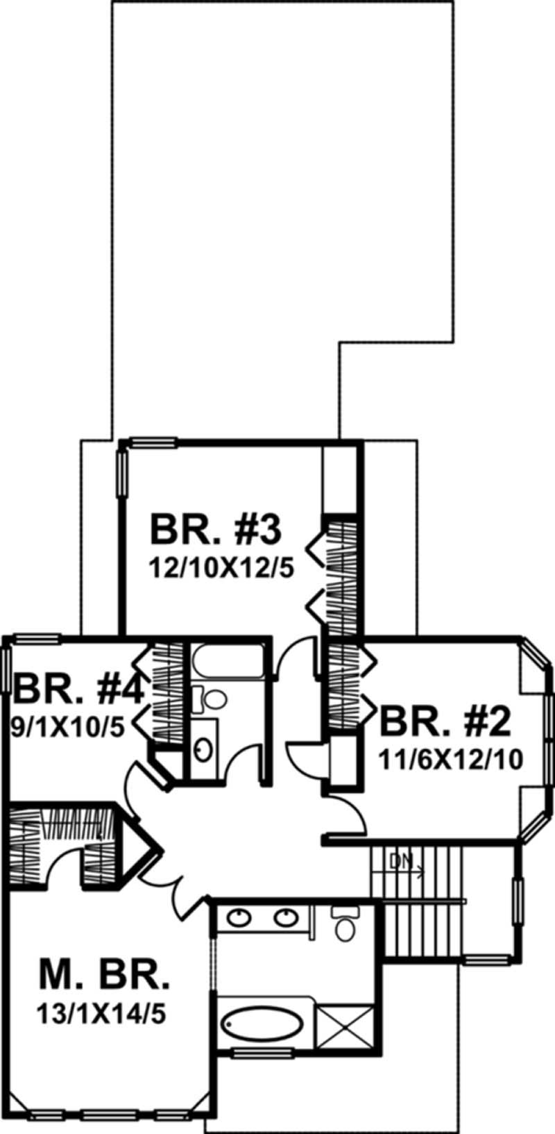 Floor Plan Second Story of Country Plan #146-1981