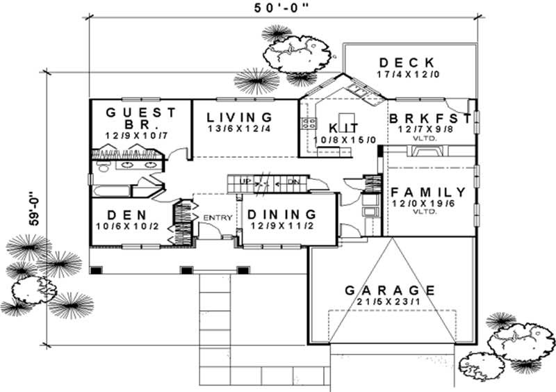 Floor Plan First Story of Country Plan #146-1982