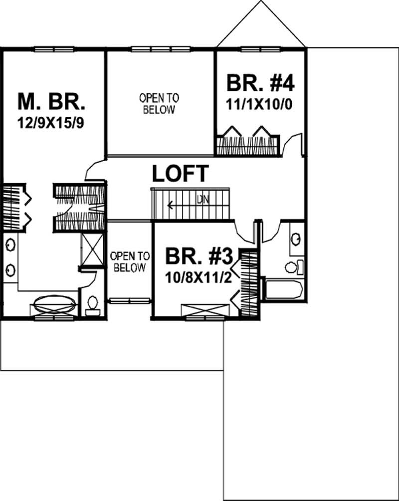 Floor Plan Second Story of Country Plan #146-1982