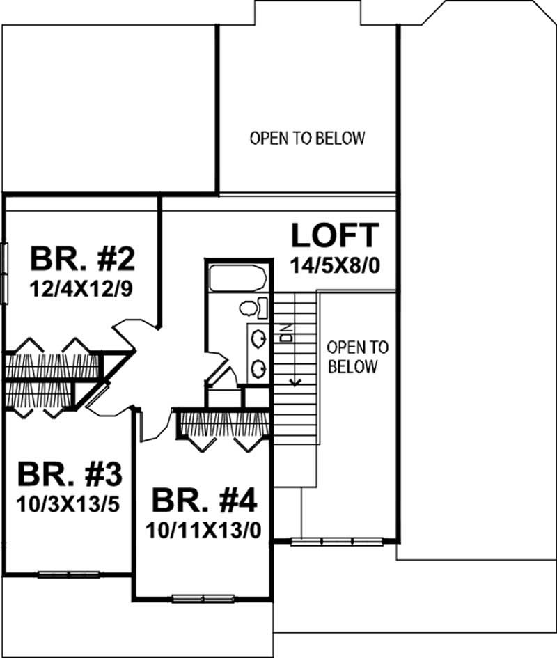 Floor Plan Second Story of Country Plan #146-1983