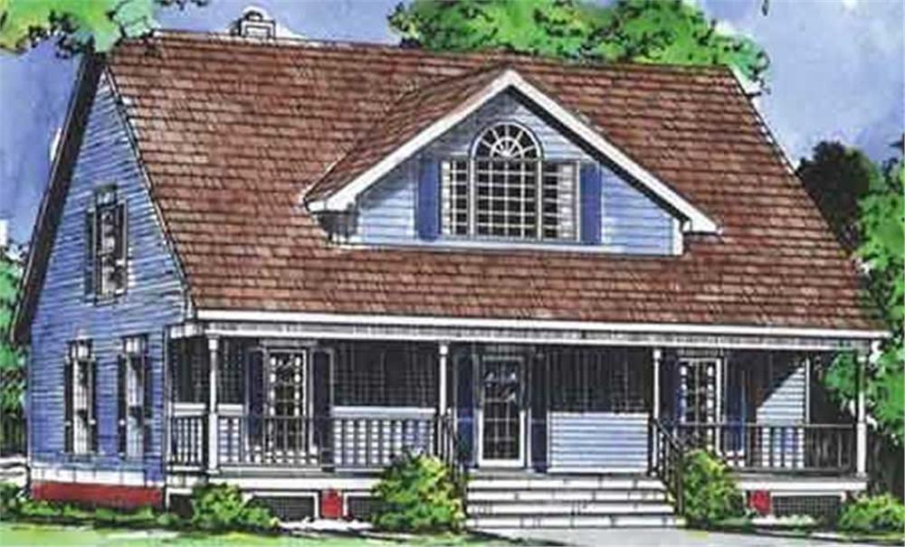 Front view of Country home (ThePlanCollection: House Plan #146-1985)