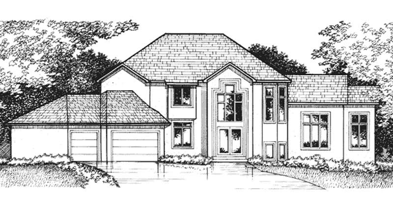 Home Plan Front Elevation of this 4-Bedroom,4100 Sq Ft Plan -146-1986