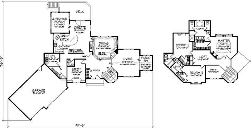 Floor Plan Second Story of European Plan #146-1986