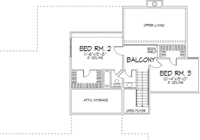 Floor Plan Second Story of European Plan #146-1987