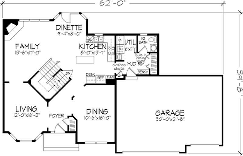 Floor Plan First Story of Colonial Plan #146-1994