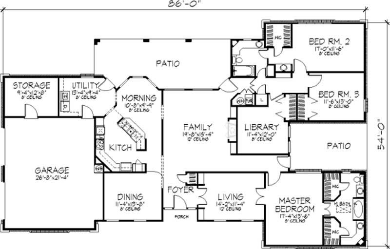 Floor Plan First Story of French Plan #146-1995