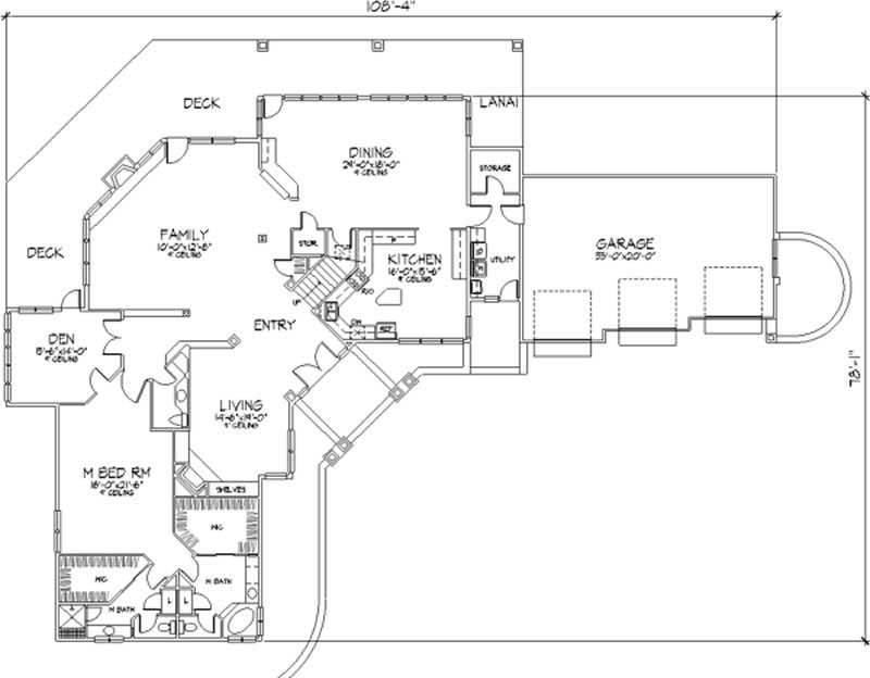 Floor Plan First Story of Colonial Plan #146-1997