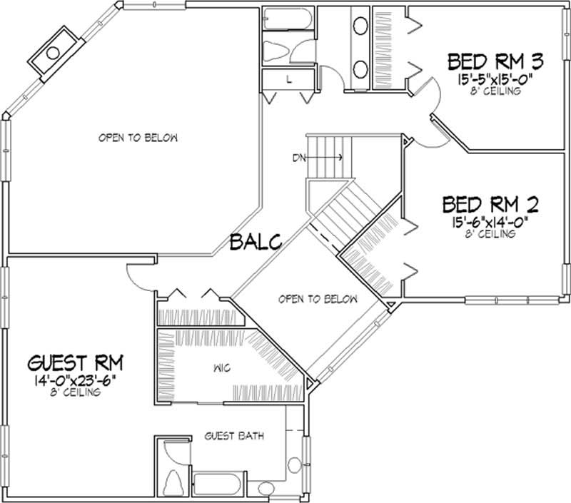 Floor Plan Second Story of Colonial Plan #146-1997