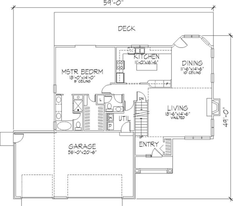 Floor Plan First Story of European Plan #146-1998