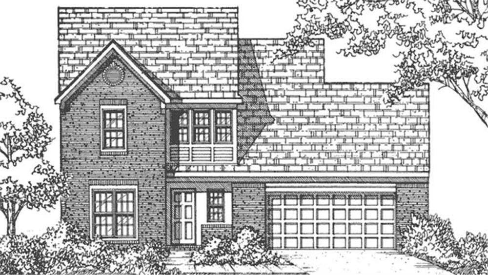 Front view of Colonial home (ThePlanCollection: House Plan #146-2004)
