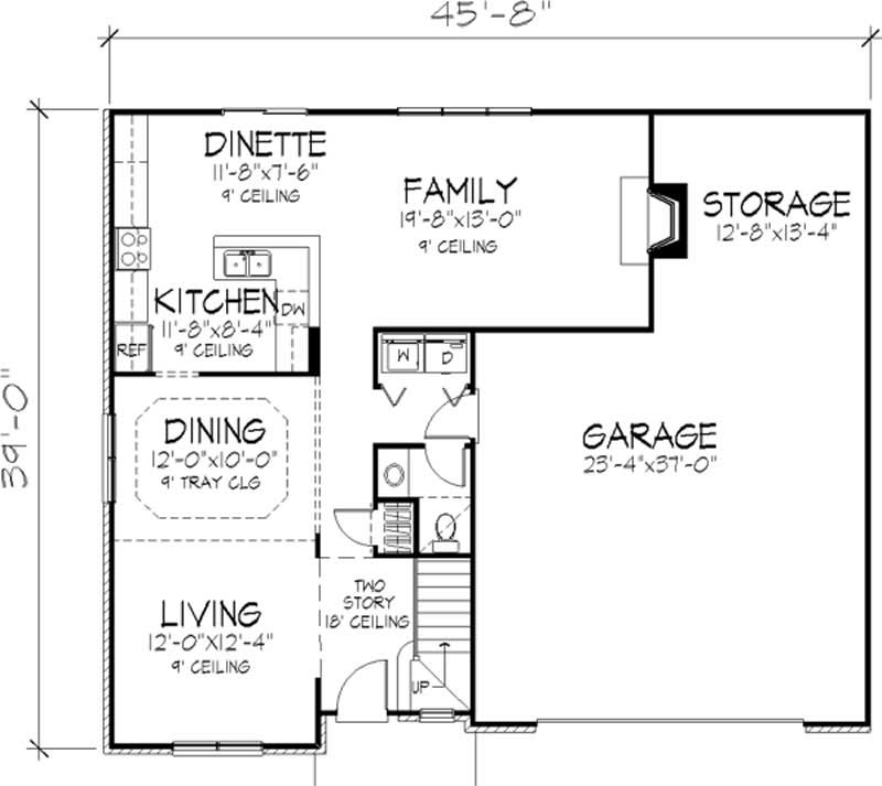 Floor Plan First Story of Colonial Plan #146-2004