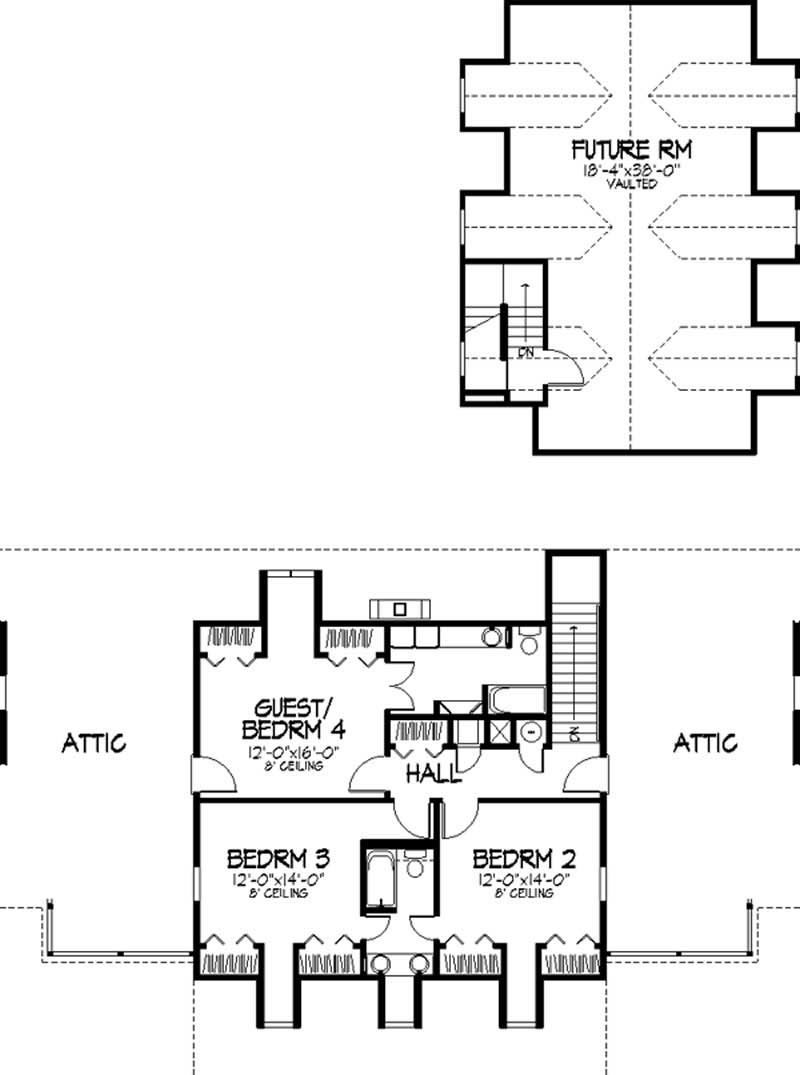 Floor Plan Second Story of Colonial Plan #146-2006