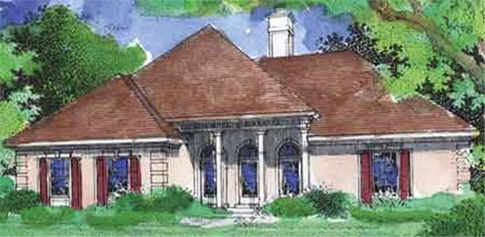 Front view of Country home (ThePlanCollection: House Plan #146-2008)
