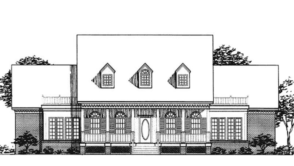 Front view of Colonial home (ThePlanCollection: House Plan #146-2010)