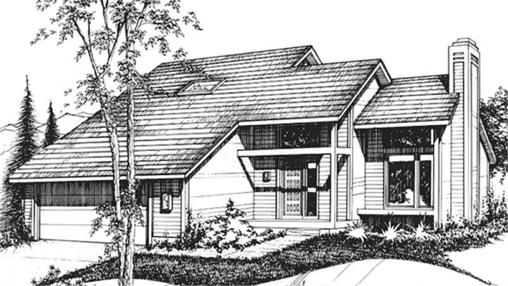 Front view of Modern home (ThePlanCollection: House Plan #146-2014)