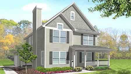 Front view of Craftsman home (ThePlanCollection: House Plan #146-2017)