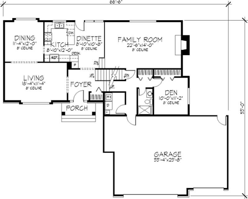 Floor Plan First Story of Tudor Plan #146-2018