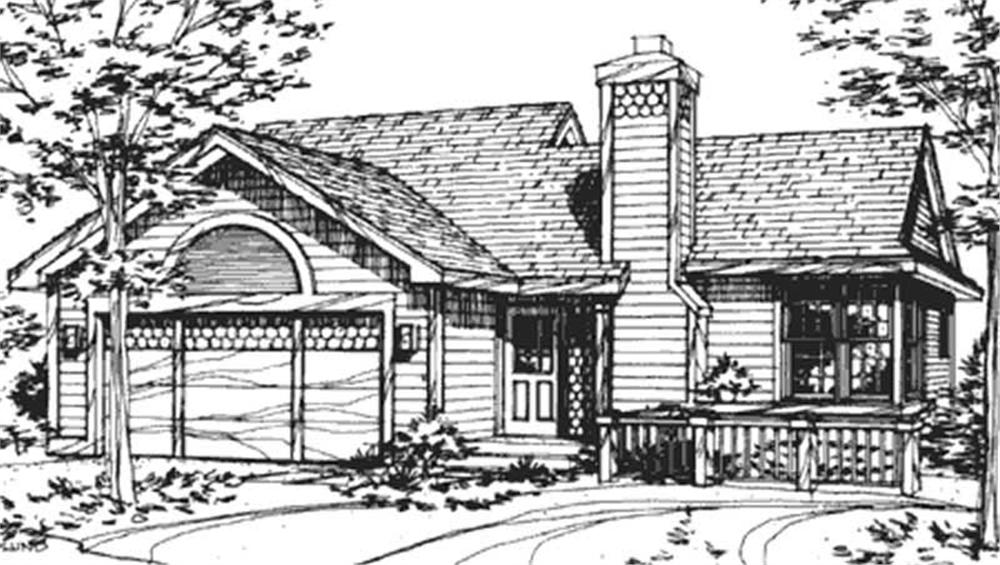 Front view of Country home (ThePlanCollection: House Plan #146-2021)