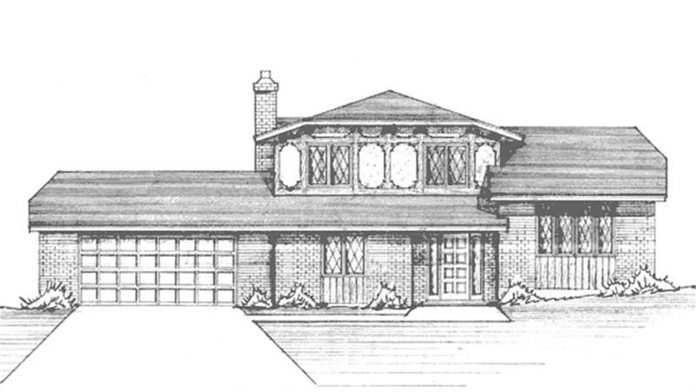 Front view of Tudor home (ThePlanCollection: House Plan #146-2022)
