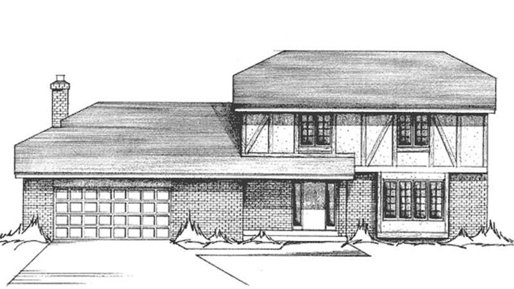 Front view of Tudor home (ThePlanCollection: House Plan #146-2025)
