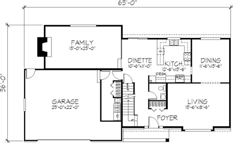 Floor Plan First Story of Tudor Plan #146-2025